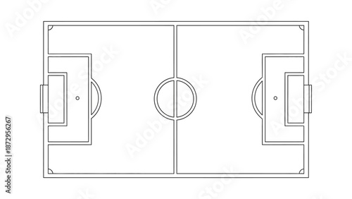 Soccer Field Layout: Overhead perspective of a meticulously crafted soccer field, a symbol of sport, strategy, and competition, ready for the beautiful game to begin.