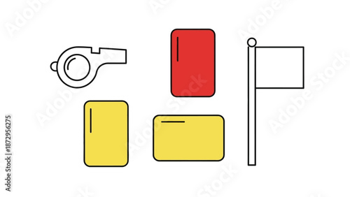 Referee's Equipment: A graphic representation of essential referee tools, capturing the essence of fair play and control.