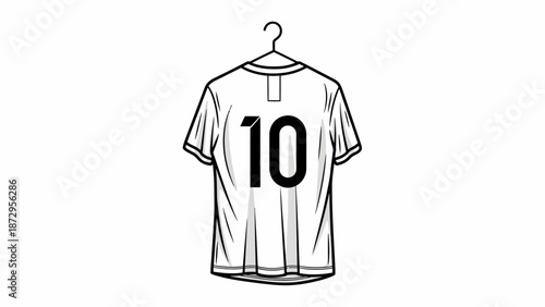 Soccer Jersey: A soccer jersey with the number ten hanging elegantly, ready to represent the spirit of the game.