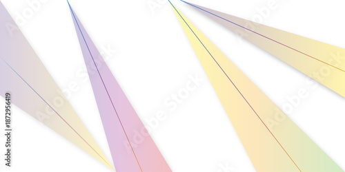 Abstract Colorful Geometric Light Beams Radiating Outward with Triangular Shapes, Smooth Gradient Lines, and Soft Shadow Effects.