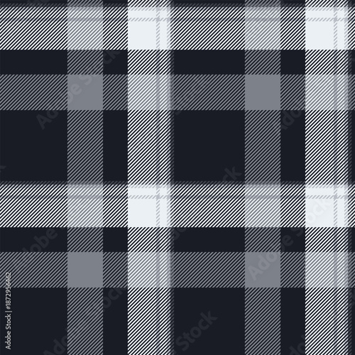 Valentine seamless plaid pattern, sheet textile vector tartan. Old check texture background fabric in black and white colors.