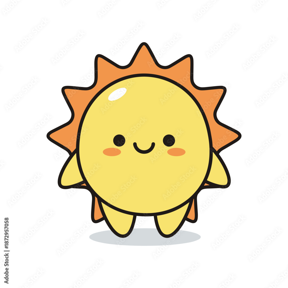 Obraz premium Adorable Cartoon Sun Character Illustration