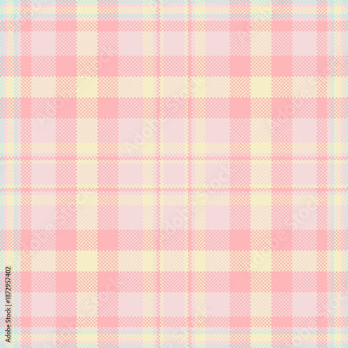 Countryside fabric pattern seamless, hipster plaid textile background. Editable vector texture tartan check in light color.