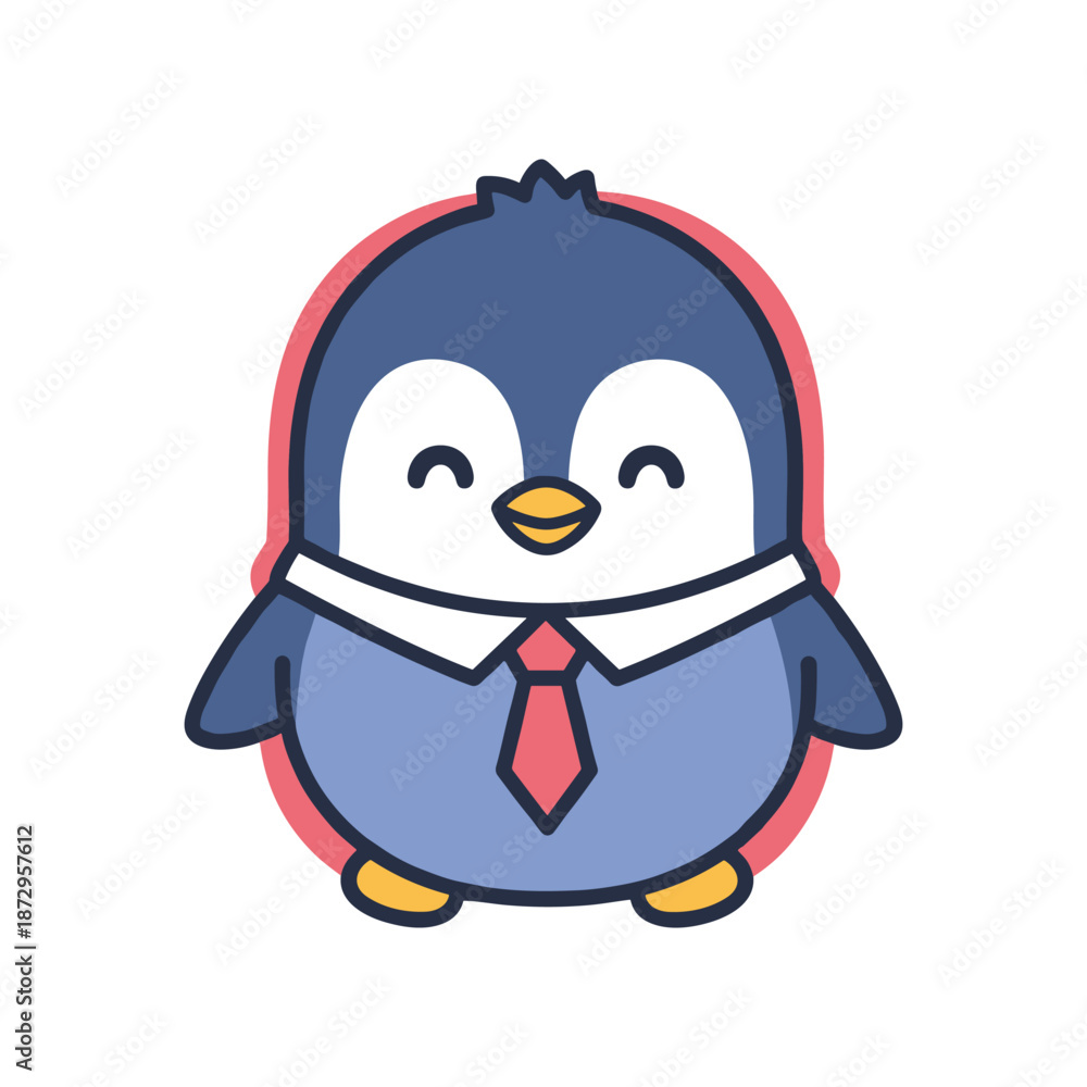 Obraz premium Cartoon Penguin Illustration with Tie