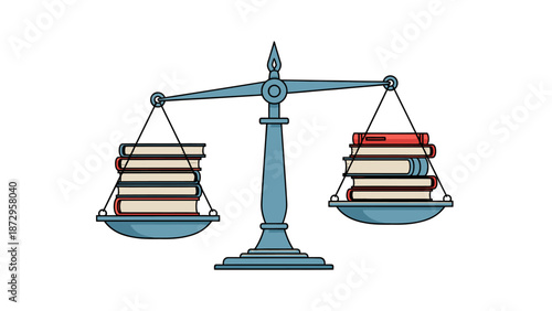 Scales of Justice Balancing Law Books Illustration.