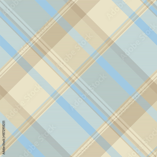 Pano texture seamless plaid, horizontal tartan textile background. Color fabric pattern vector check in light and velvet blue colors.