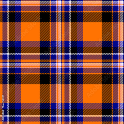 Striped background textile fabric, elegant plaid texture tartan. Romantic check vector seamless pattern in bright and blue colors.
