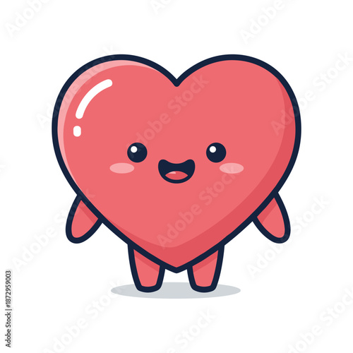Cute Cartoon Heart Character Illustration