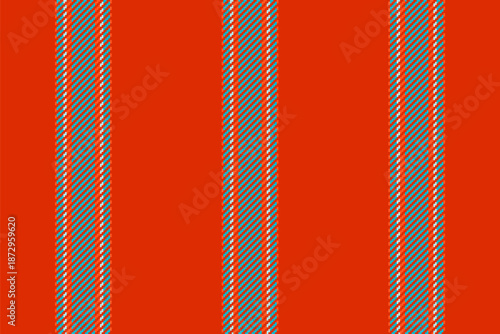Sparse fabric vertical vector, textured seamless pattern textile. Fashioned stripe texture lines background in red and cyan colors.