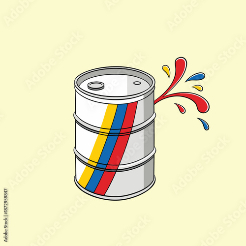 vector illustration of Venezuela flag on oil barrel with  Splash of oil - US Vs Venezuela economic political talks 