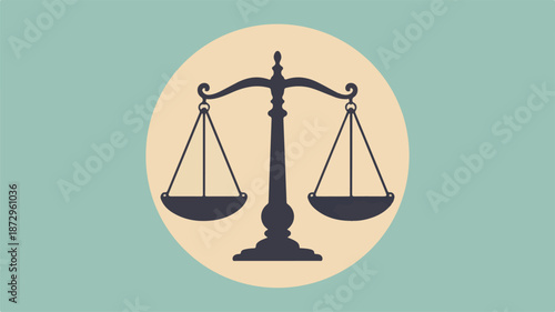 Of a scale on a beige background balance black