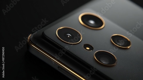 Close-up view of a sleek smartphone showcasing its camera lenses and design features