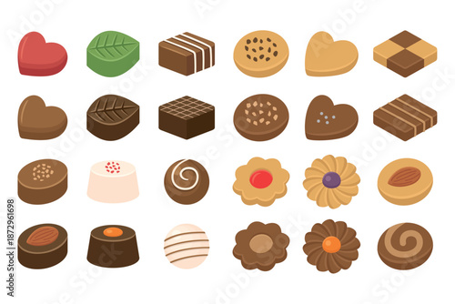 チョコレートとクッキーのイラスト素材セット