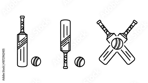 Cricket bats and balls illustration on a white background