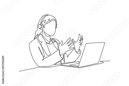 Marketing Call concept. Single line draw design. Vector graphic illustration