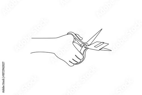 Bank teller Cutting credit card. Banking Activity concept. Single line draw design. Vector graphic illustration