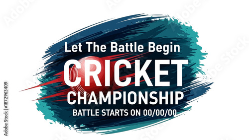 Cricket Championship Poster Featuring Bold Typography and Vibrant Brush Strokes