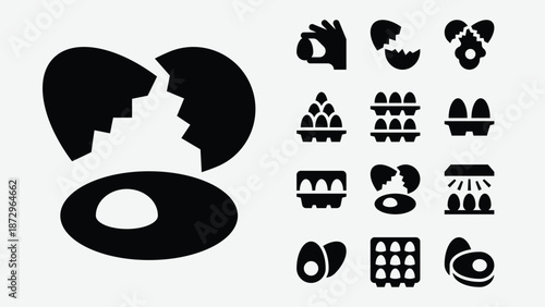 Chicken eggs icon set