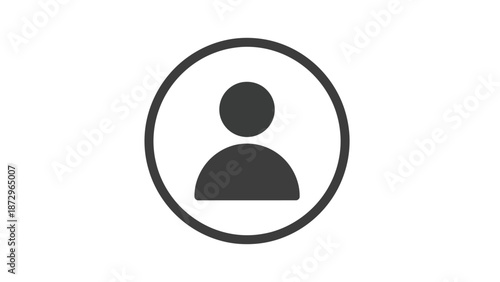 Simple black and white stylized user profile icon design representing an anonymous individual or generic account placeholder on a clean minimal background graphic element