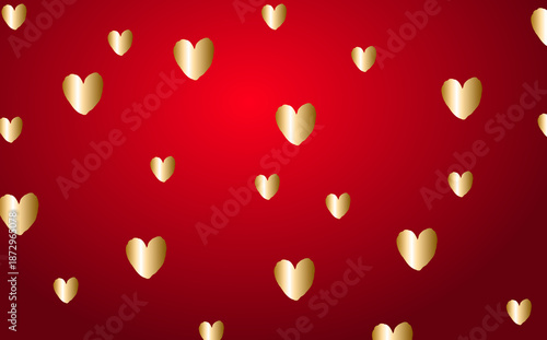 Red bakcground with golden hearts