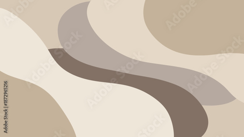 Modern abstract art with smooth beige and brown curves