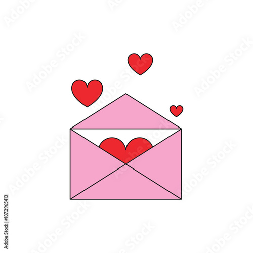 Pink envelope red hearth