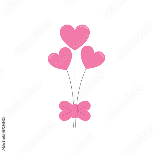 pink heart balloons with bow