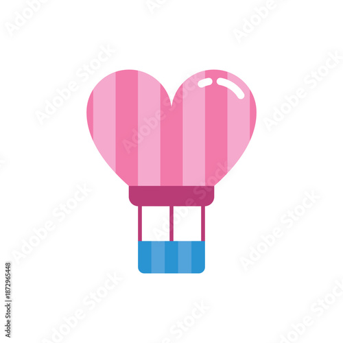 Pink striped heart shaped hot air balloon.