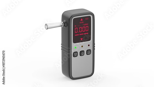 Digital portable breathalyzer for alcohol testing on white background