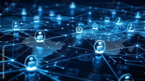 Analyzing global business networking  data exchange, hr recruitment, outsourcing, and team strategy
