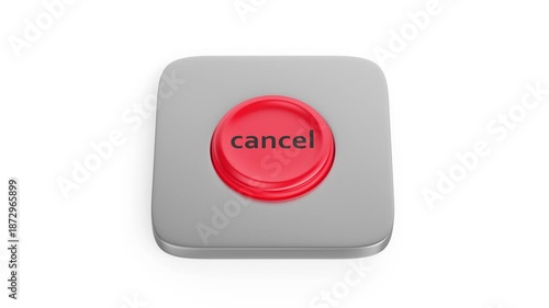 Red round cancel button on white background