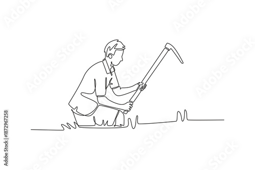 Farmer activity concept. Single line draw design. Vector graphic illustration