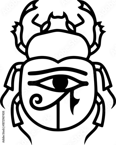Wadjet Eye Scarab Beetle Blend Minimalist Line Art Vector
