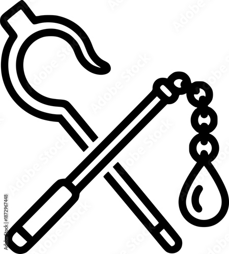 Crook and Flail Royal Authority Simple Line Art Vector
