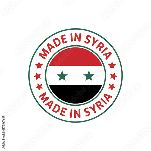 Made in Syria Label with Syrian Flag Design