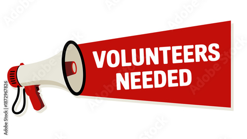 Volunteers Needed Sign with Megaphone for Event Promotion