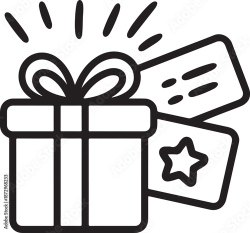 Gift cards icon, representing prepaid shopping and rewards. Symbolizes digital vouchers, promotional discounts, and customer incentives, 