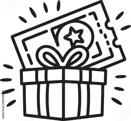 gift redeem icon. bonus prize card symbol. line icon vector stock