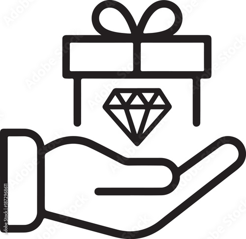Hand Holding Gift Box Icon - Offering Present Symbol