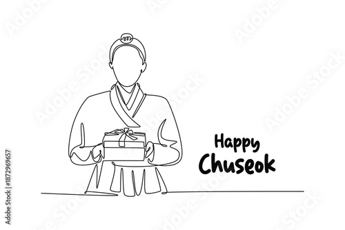 Chuseok Day concept. Single line draw design. Vector graphic illustration