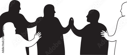 Diverse group of people forming a supportive circle together