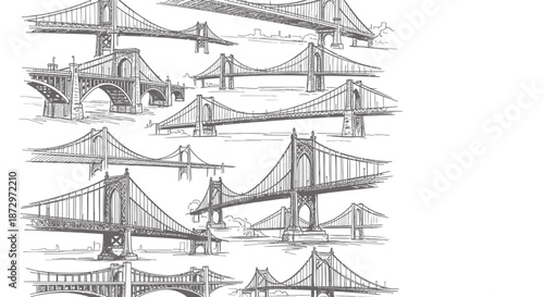 Detailed Collection of Various Bridge Designs and Architectural Styles.
