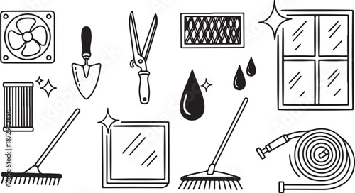 Cleaning tools and equipment for home maintenance and repair services