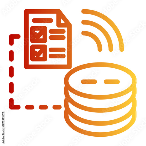 Visualize Process Store Analyze Icon from Network and Database Icon Collection (Outline Gradient style)