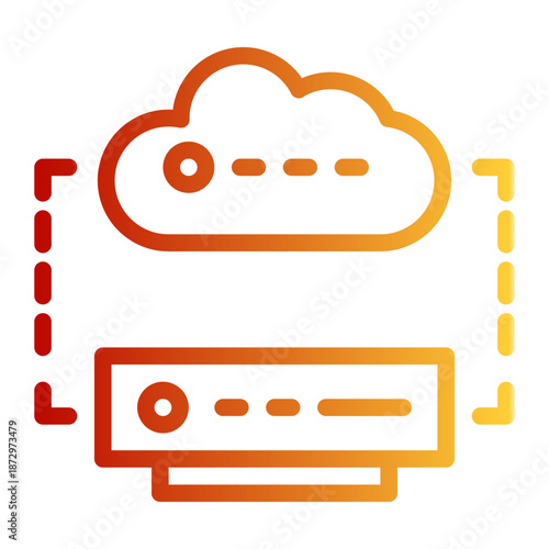 Online Hosting Network Data Icon from Network and Database Icon Collection (Outline Gradient style)