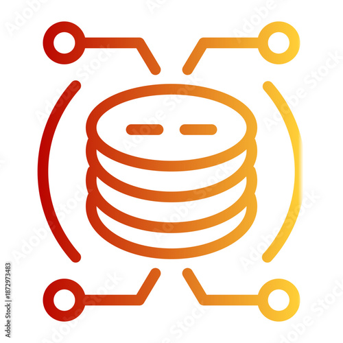 Query Retrieve Store Update Icon from Network and Database Icon Collection (Outline Gradient style)