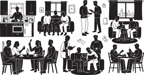 Business people meeting and working in various office settings together