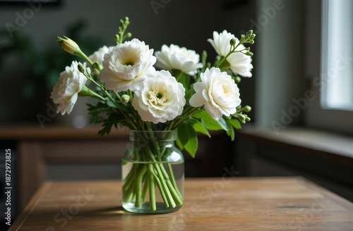 Wallpaper Mural A bouquet of white flowers is placed in a transparent vase Torontodigital.ca