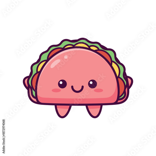 Cute Cartoon Taco Character Illustration