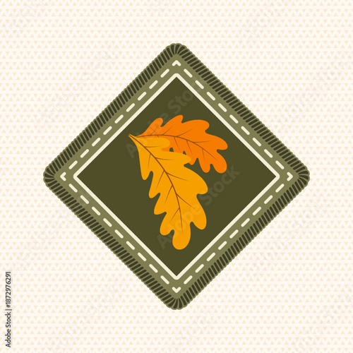 Scout badge with oak leaves. Vector. Merit patch, sticker for camping outdoor and academic activities